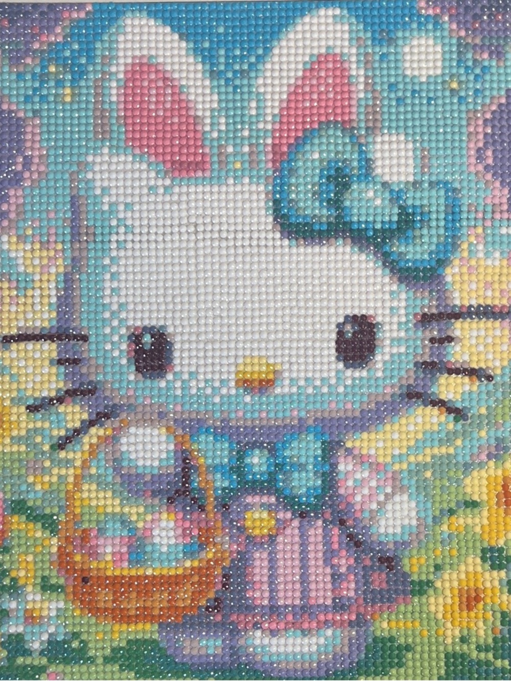 #38 Hello Kitty- Inspired Pastel Bunny Easter Diamond Painting
